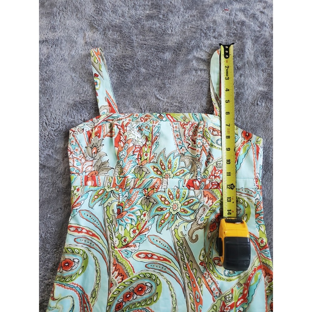 Tommy Bahama Blue Orchid Sunset Paisley Tropical Cotton Dress SILK Lined Size 6 - Picture 7 of 8